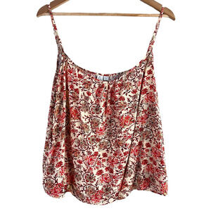 Joie Red and Cream Floral Tank Top
